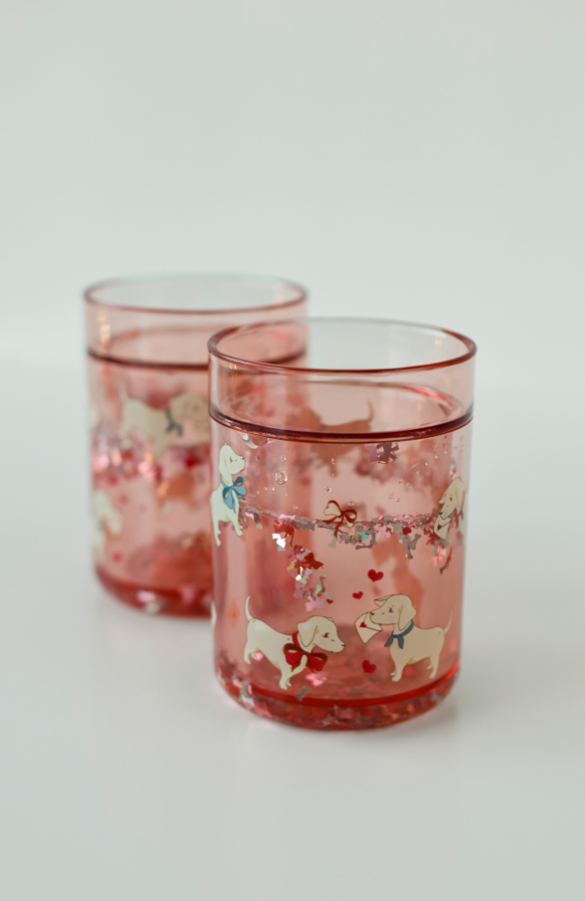 2 Pack Glitter Cup - Woof Letter Rose