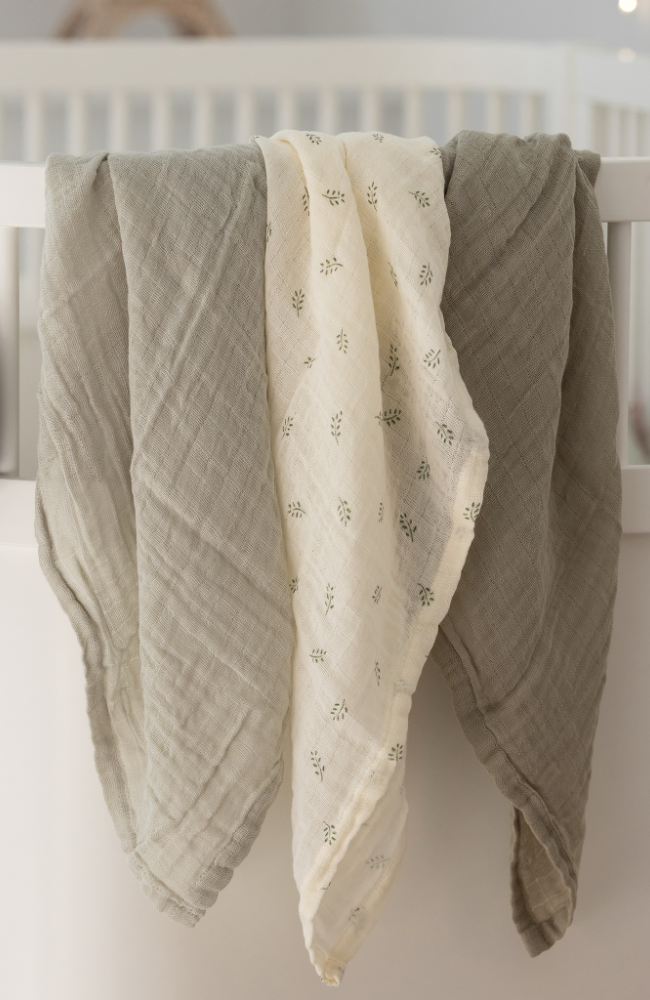 Muslin Cloth 3pk - Mist Green