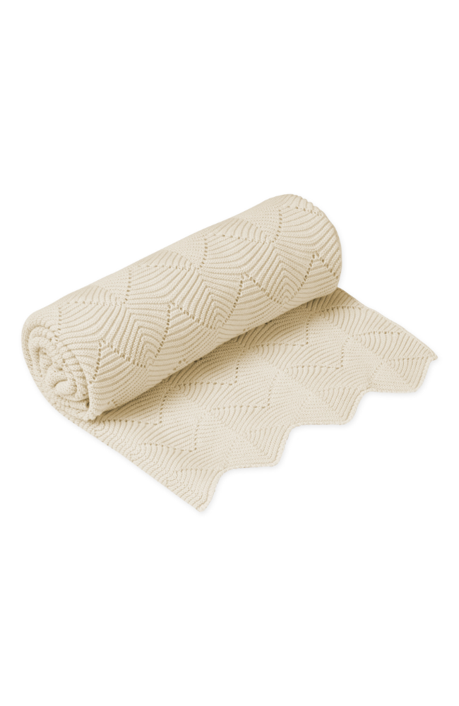 Scallop Knit Throw - Natural