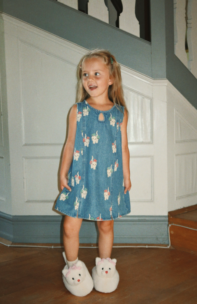 Magot Dress - Bow Kitty Denim