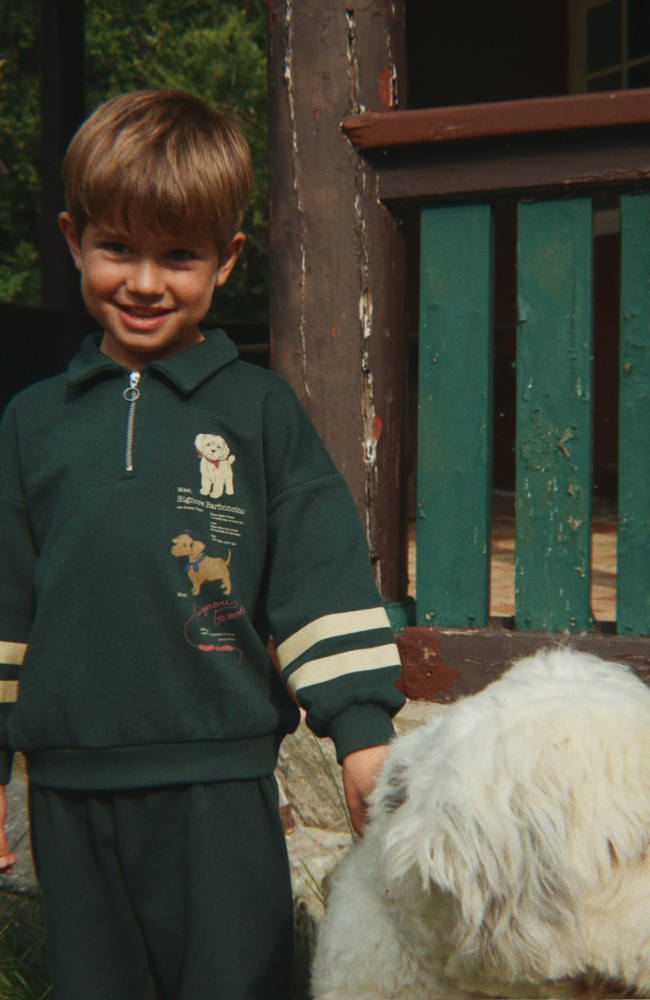 Doggy Half Zip Polo - Pine Grove