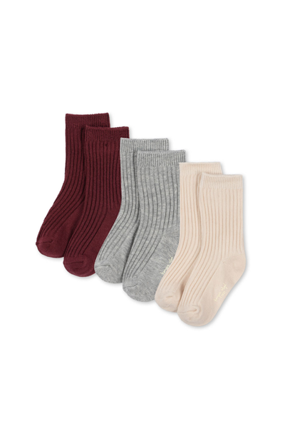 3pk Rib Socks - Red Mix