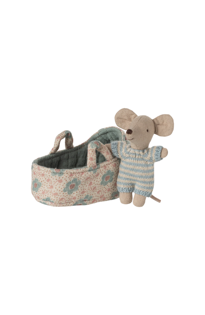 Baby Mouse In Carry Cot - Blue