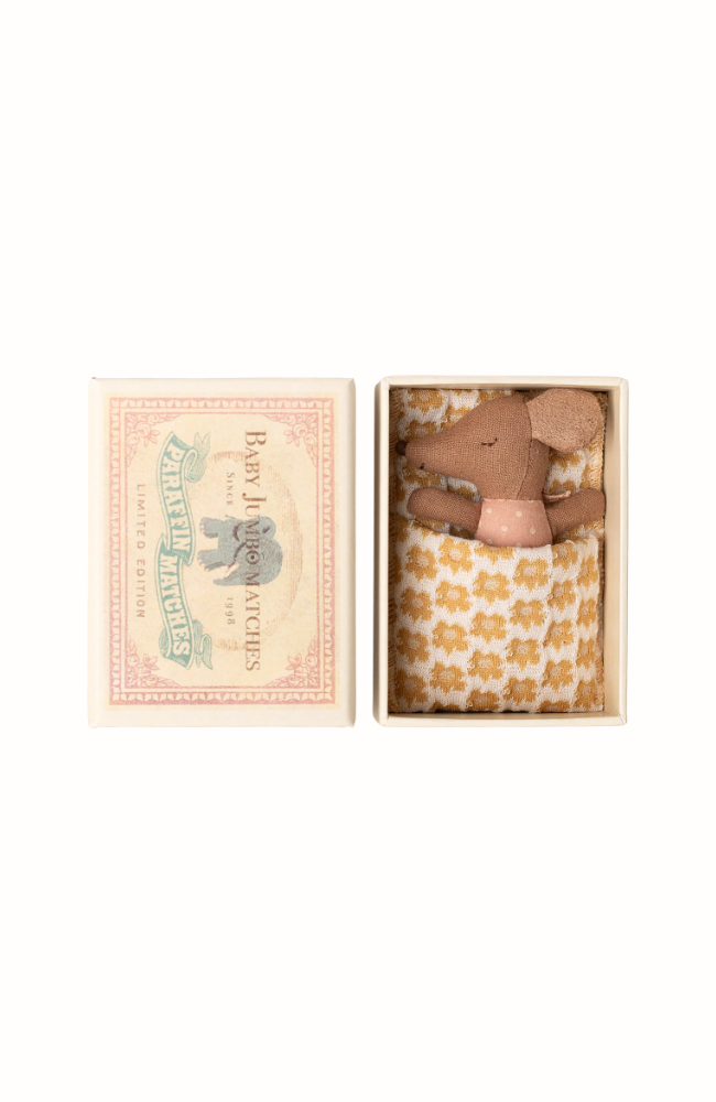 Sleepy wakey baby mouse in matchbox - Rose