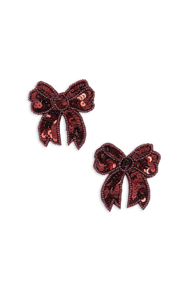Sequin Bow Hair Clip 2pk - Rio Red