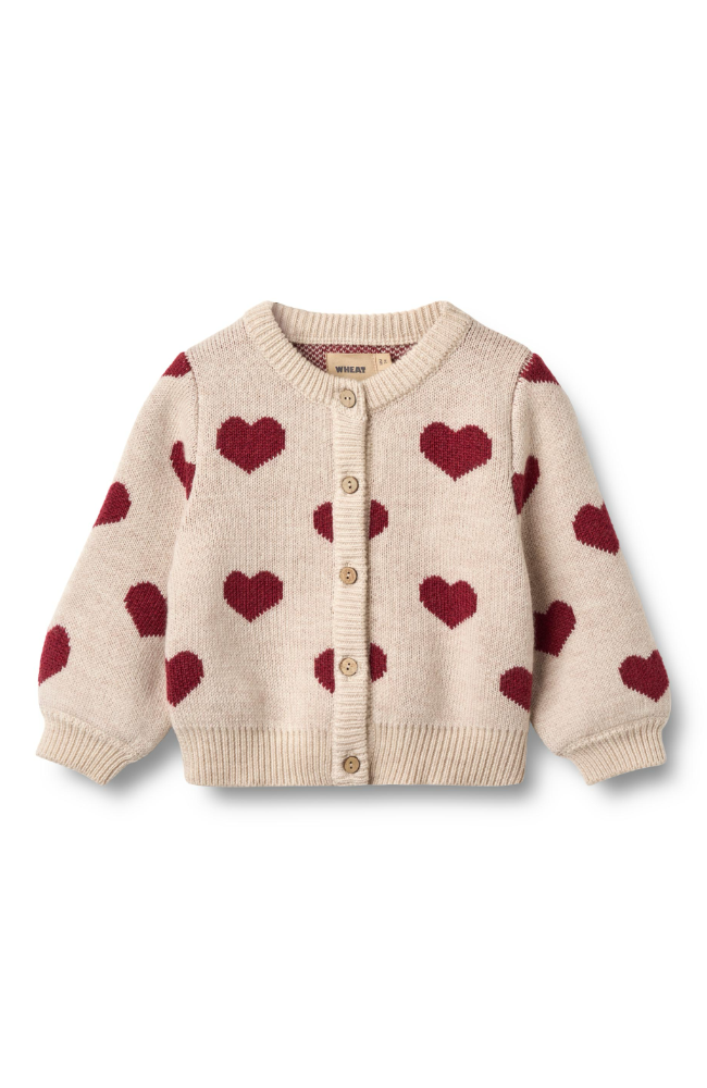 Jacquard Cardigan Hearts - Offwhite Melange st. 98-140