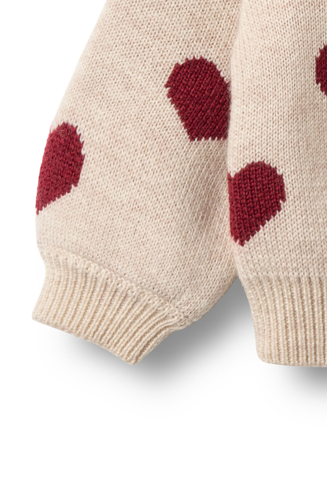 Jacquard Cardigan Hearts - Offwhite Melange st. 98-140