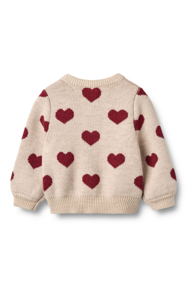 Jacquard Cardigan Hearts - Offwhite Melange st.68-92