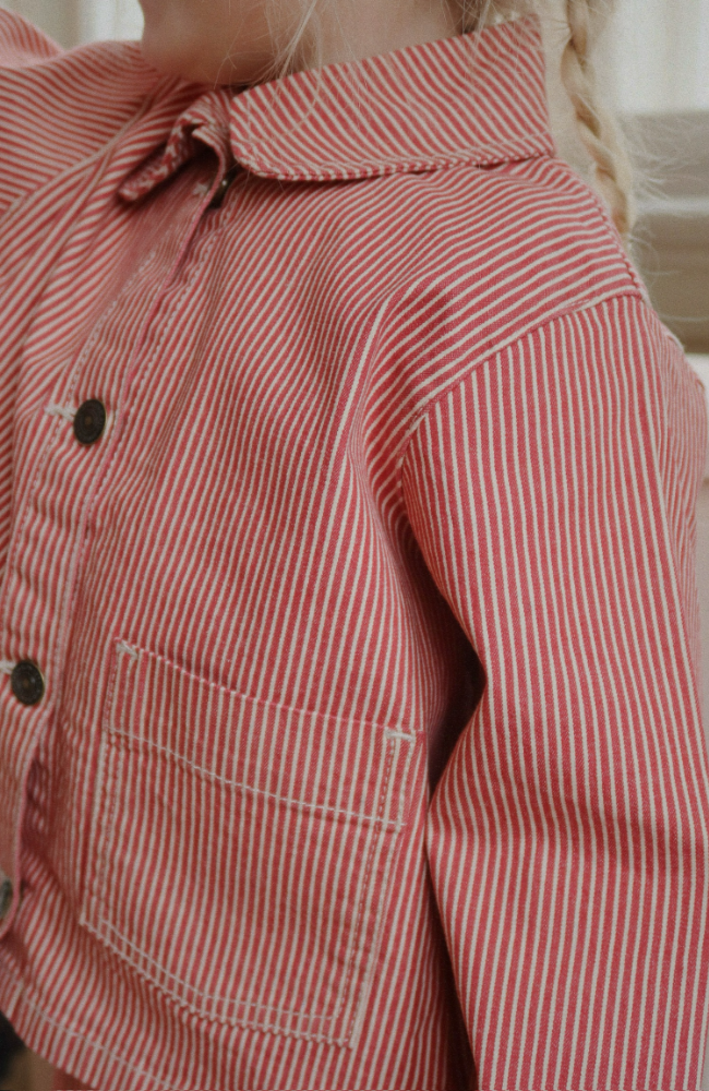 Luc Shirt Jacket - Milk Rouge Stripe