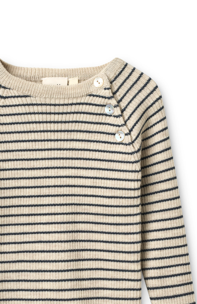 Flye Sweater Wool - Oat Mel/Navy