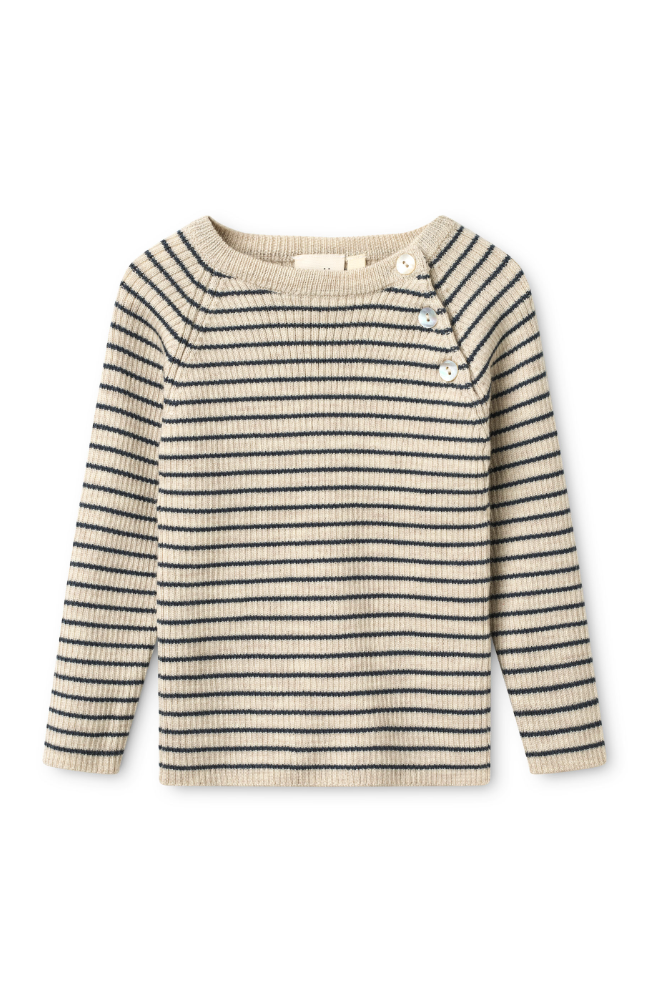 Flye Sweater Wool - Oat Mel/Navy