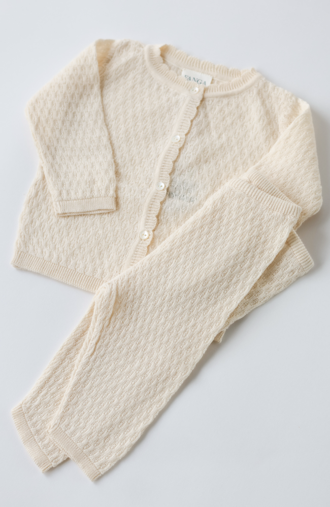 Venti Pointelle Cardigan - Antique White