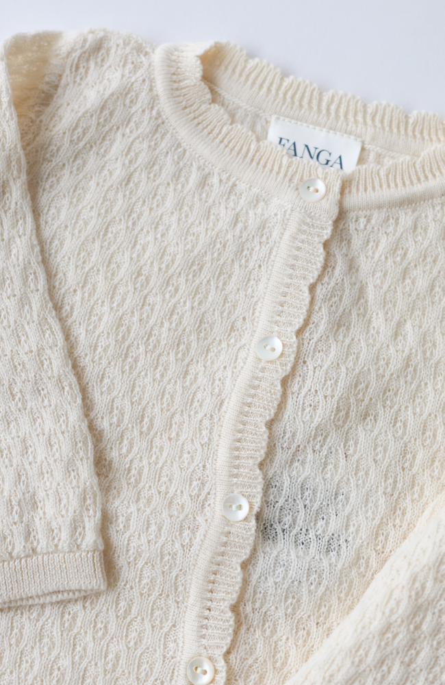 Venti Pointelle Cardigan - Antique White