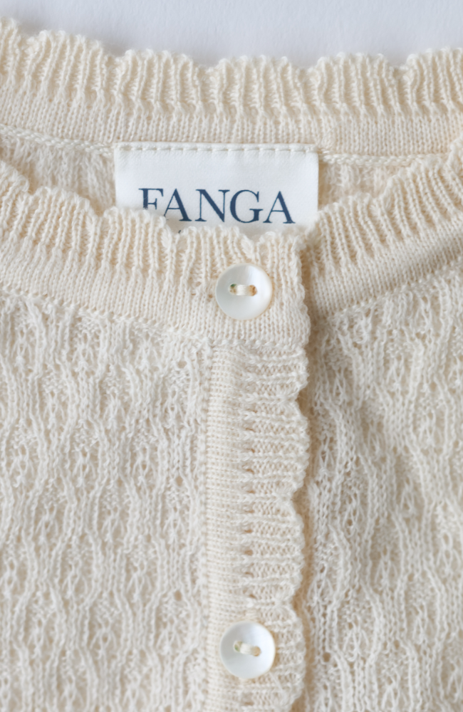 Venti Pointelle Cardigan - Antique White