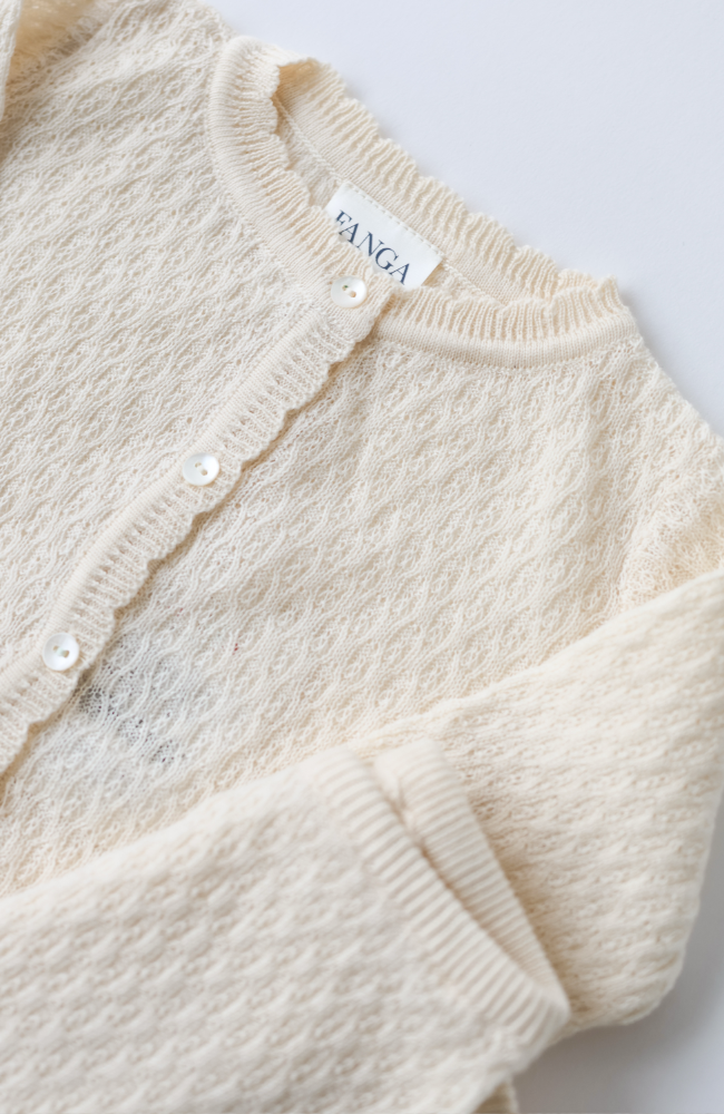 Venti Pointelle Cardigan - Antique White