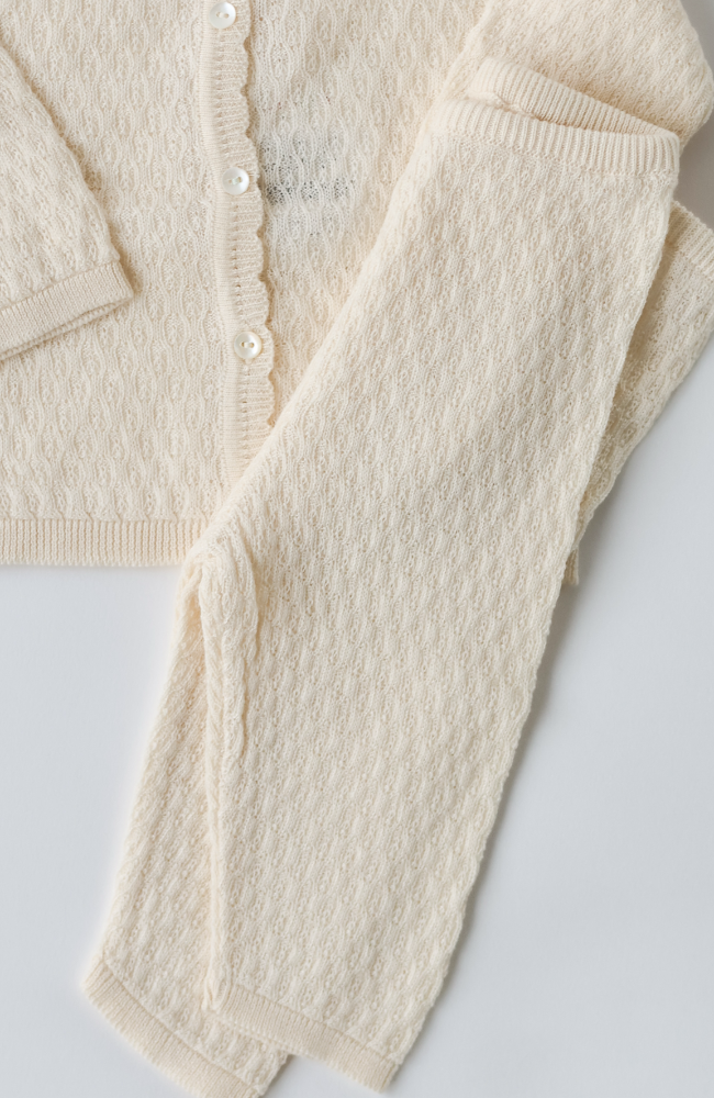 Venti Pointelle Pants - Antique White