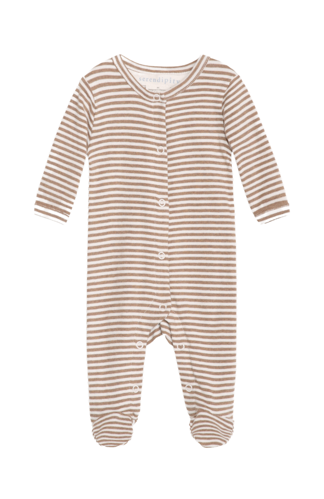 Newborn Stripe Suit - Almond / Off White