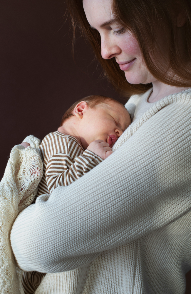 Newborn Stripe Suit - Almond / Off White