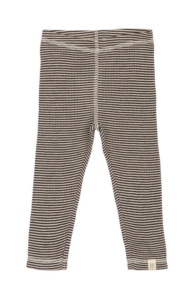 Dante Leggings Merino Wool Striped - Coffee Bean/Dark Off White