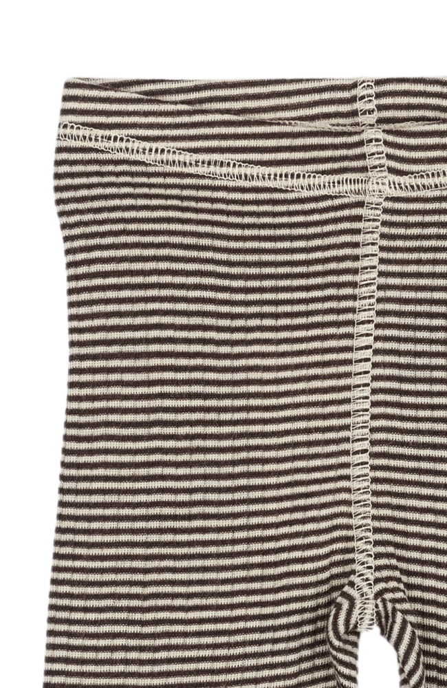 Dante Leggings Merino Wool Striped - Coffee Bean/Dark Off White