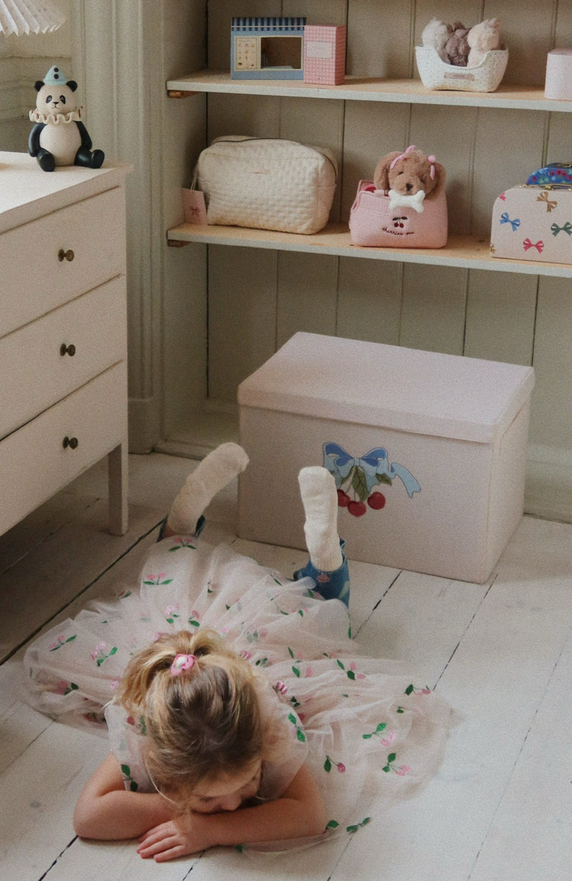 Storage Basket Large - Cherry Bow