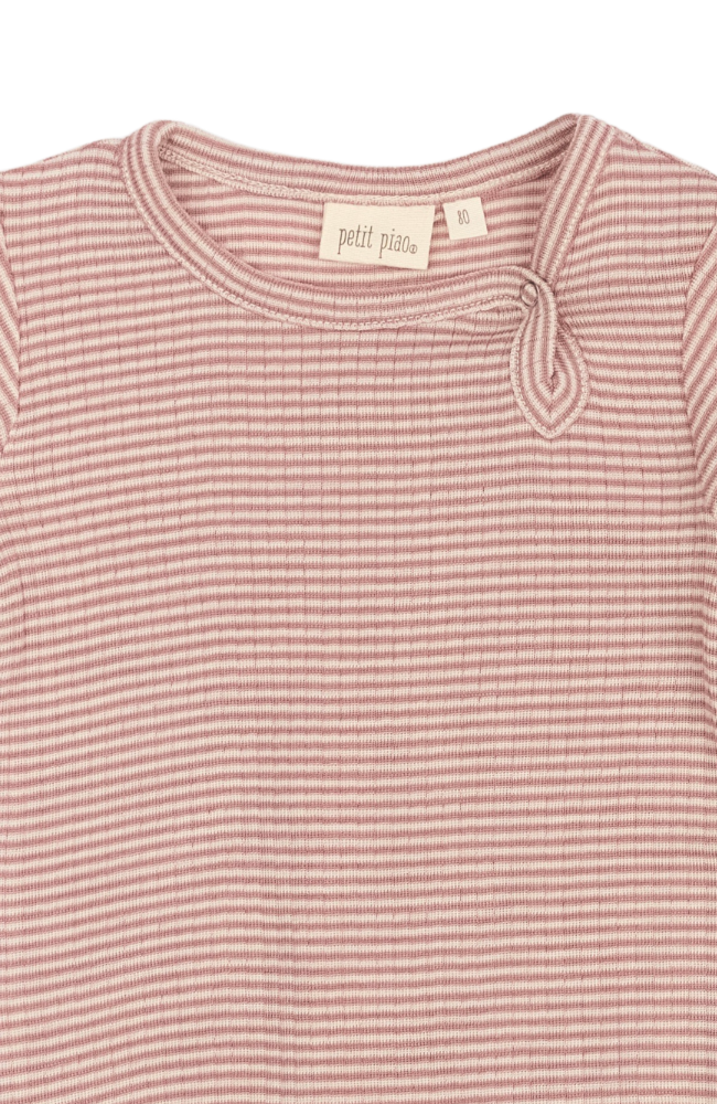 Dante Body L/S Merino Wool Striped - Nostalgic Rose/Dark Off White