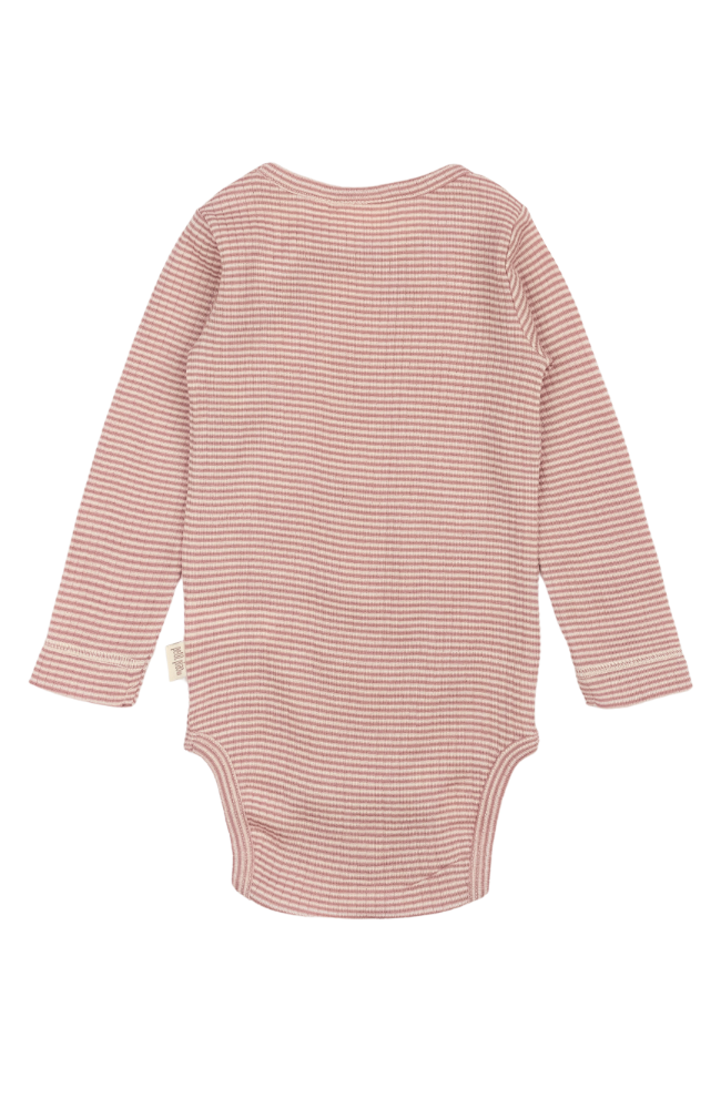 Dante Body L/S Merino Wool Striped - Nostalgic Rose/Dark Off White