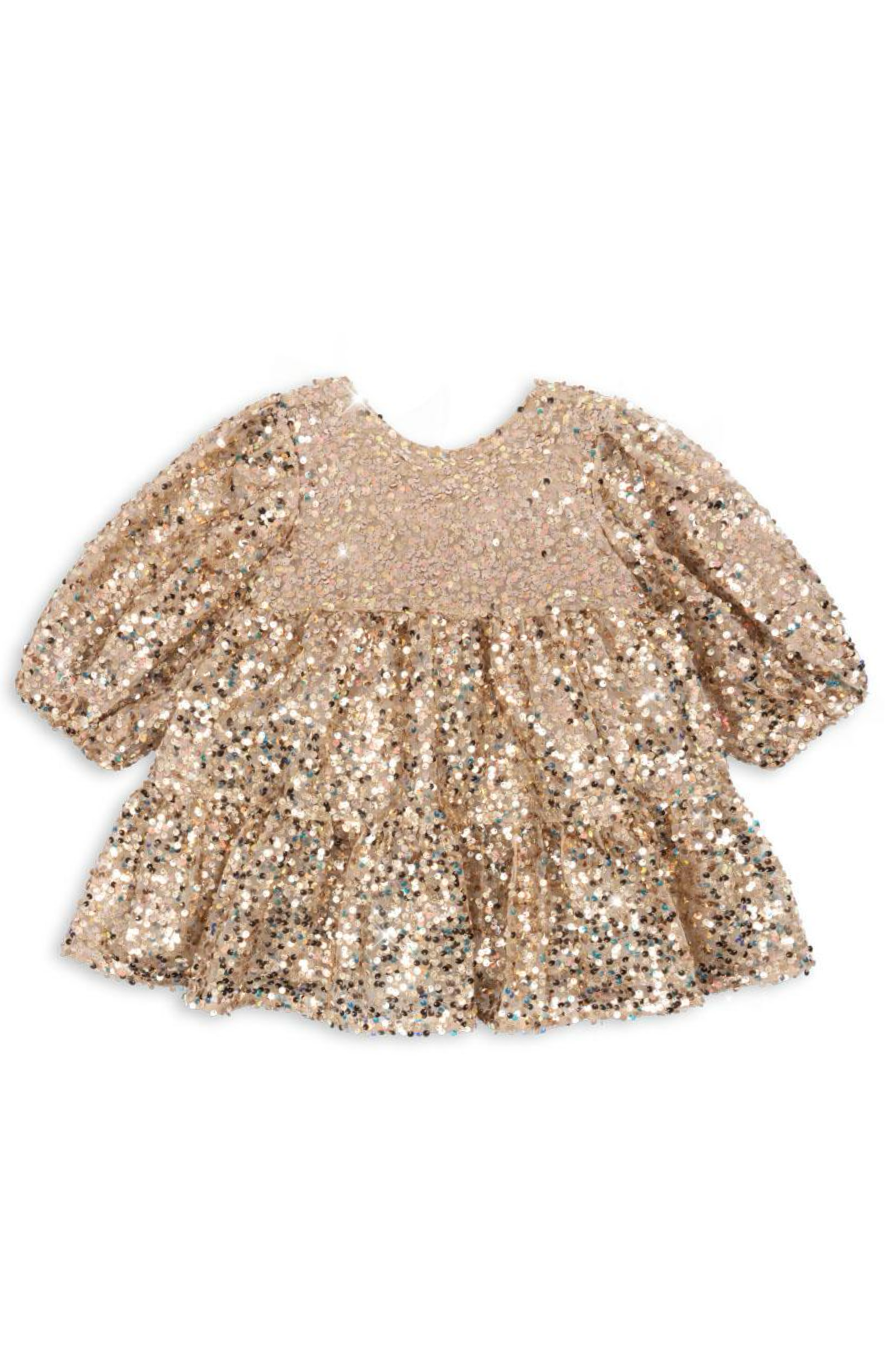 Lila Sequins Bow Dress - Gold Glitter