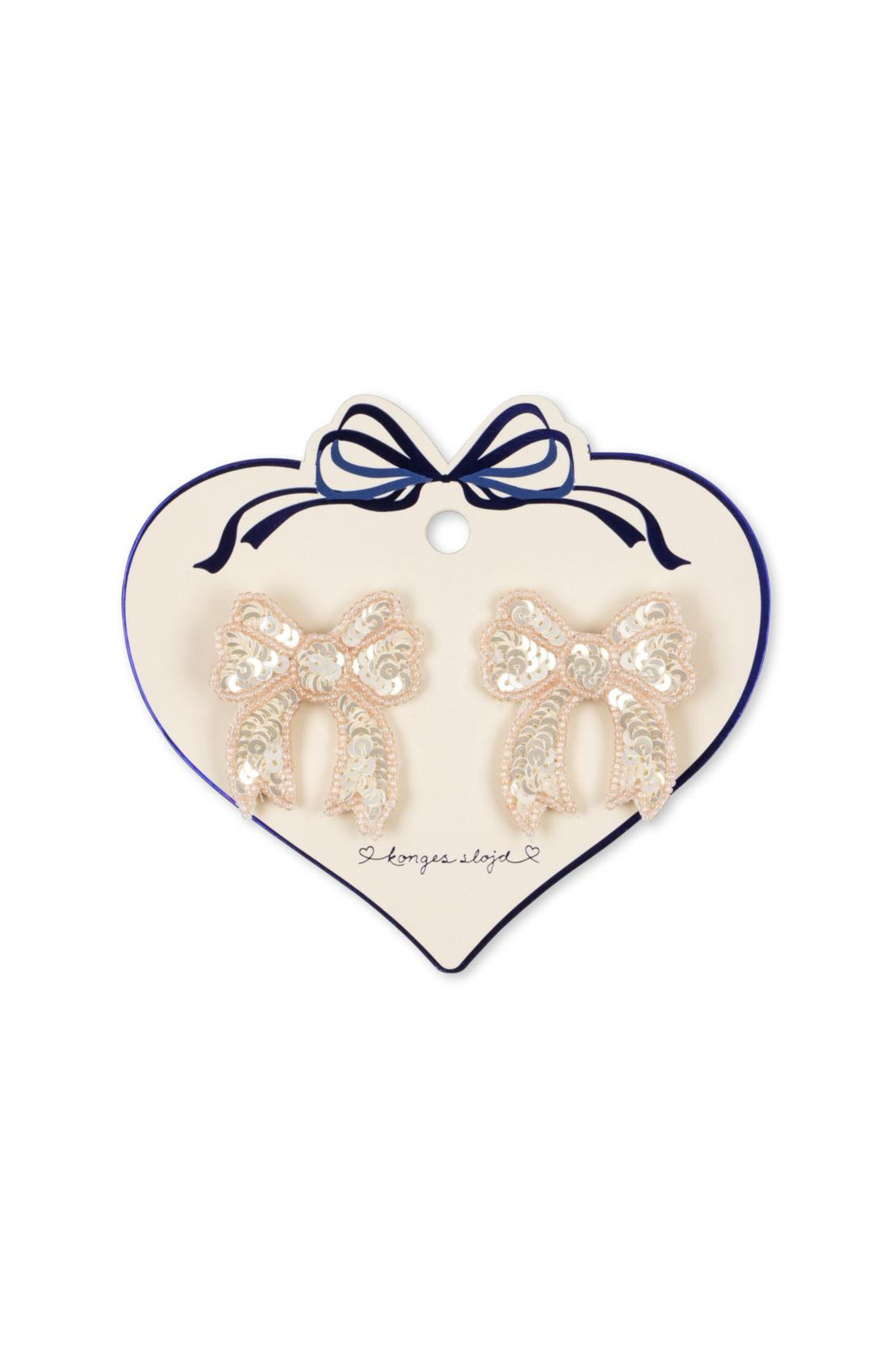 Sequin Bow Hair Clip 2pk - Cameo Rose