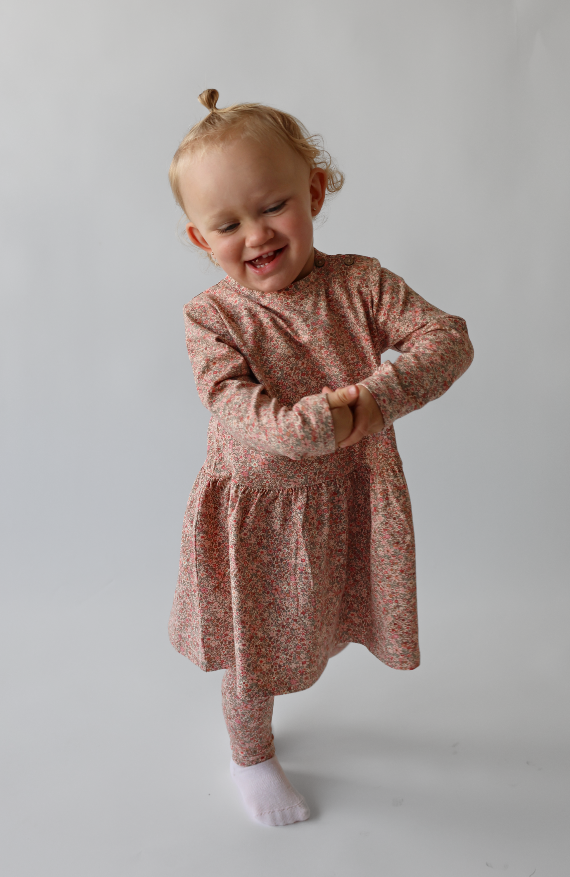 Jersey Baby Dress L/S Bessie - Rose Dust Flower Meadow st.62-92