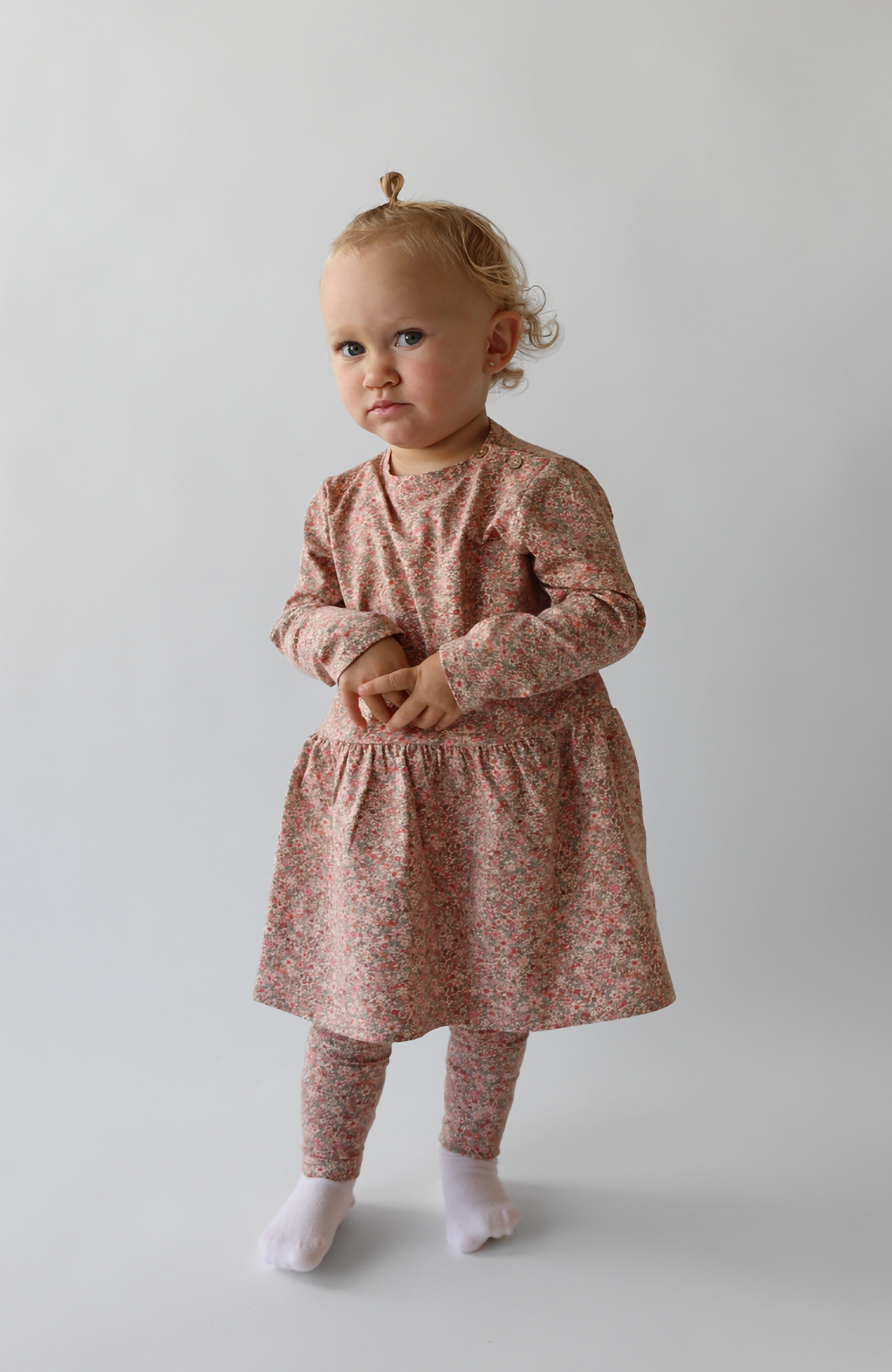 Jersey Baby Dress L/S Bessie - Rose Dust Flower Meadow st.62-92