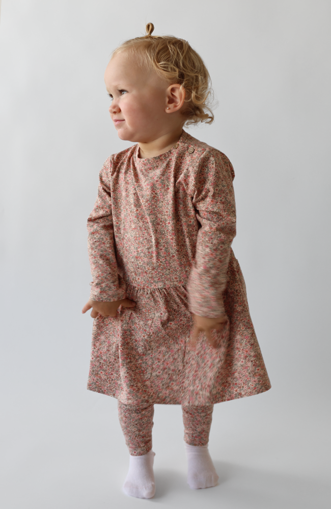 Jersey Baby Dress L/S Bessie - Rose Dust Flower Meadow st.62-92