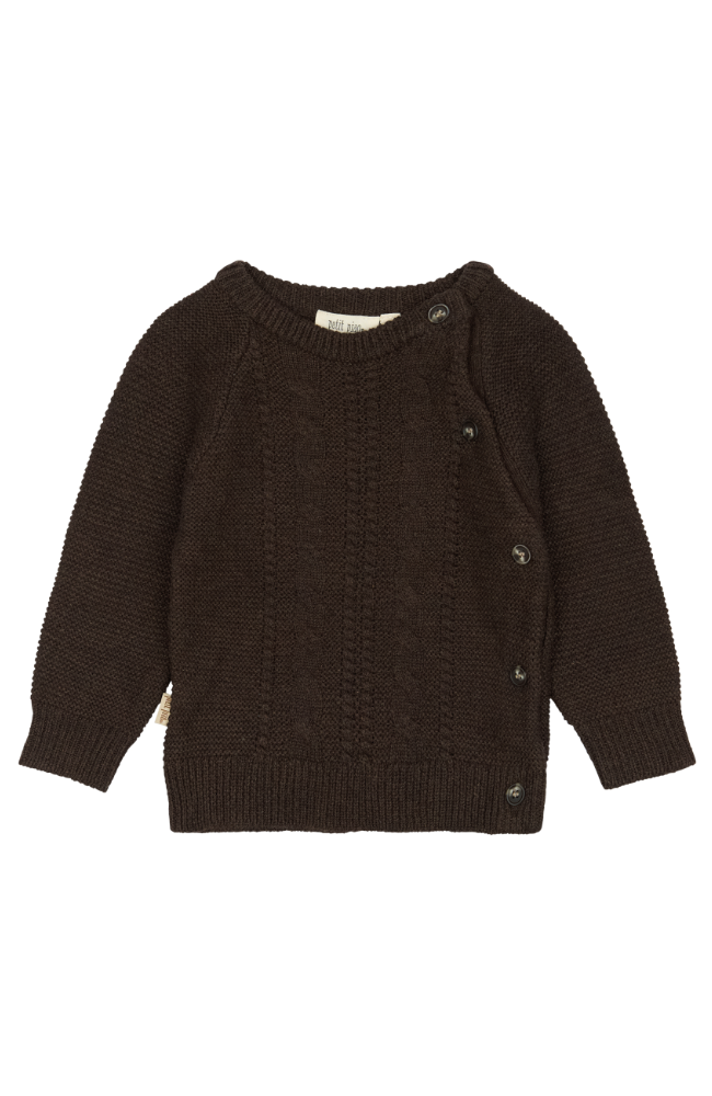 Fold Over Knit Shirt - Brown