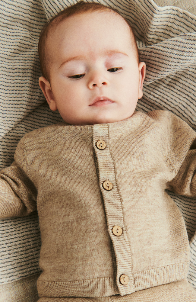 Knit Wool Cardigan Nico - Warm Sand Melange st.56-92
