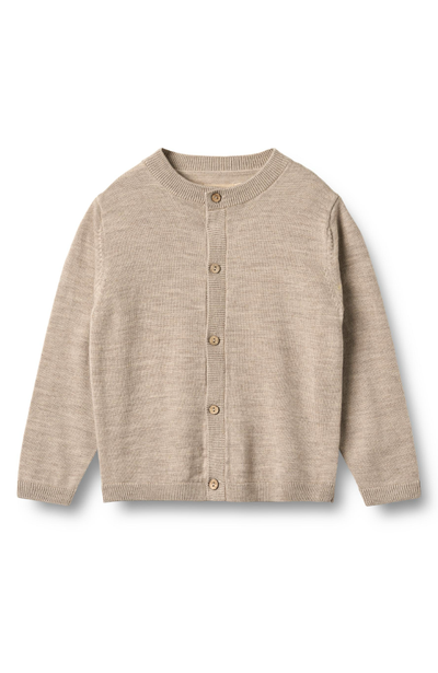 Knit Wool Cardigan Nico - Warm Sand Melange st.93-128