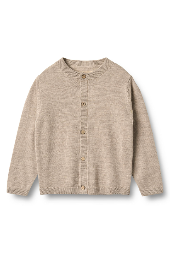 Knit Wool Cardigan Nico - Warm Sand Melange st.93-128