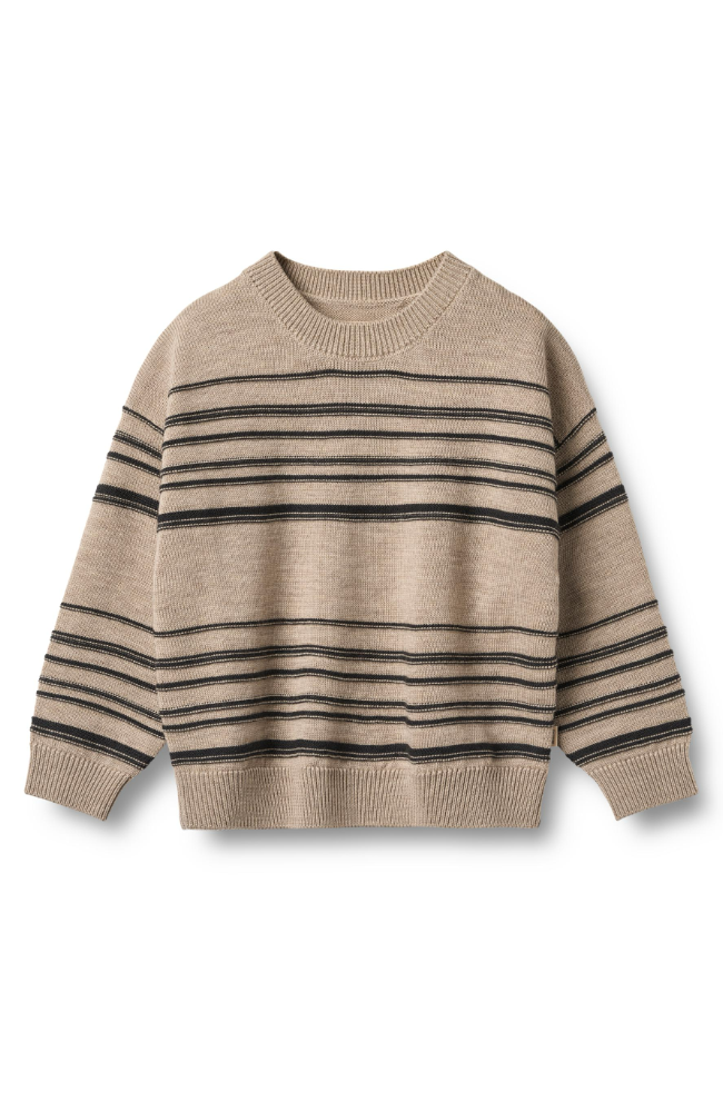 Knit Merino Pullover Flores - Sand Black Stripe st.92-140