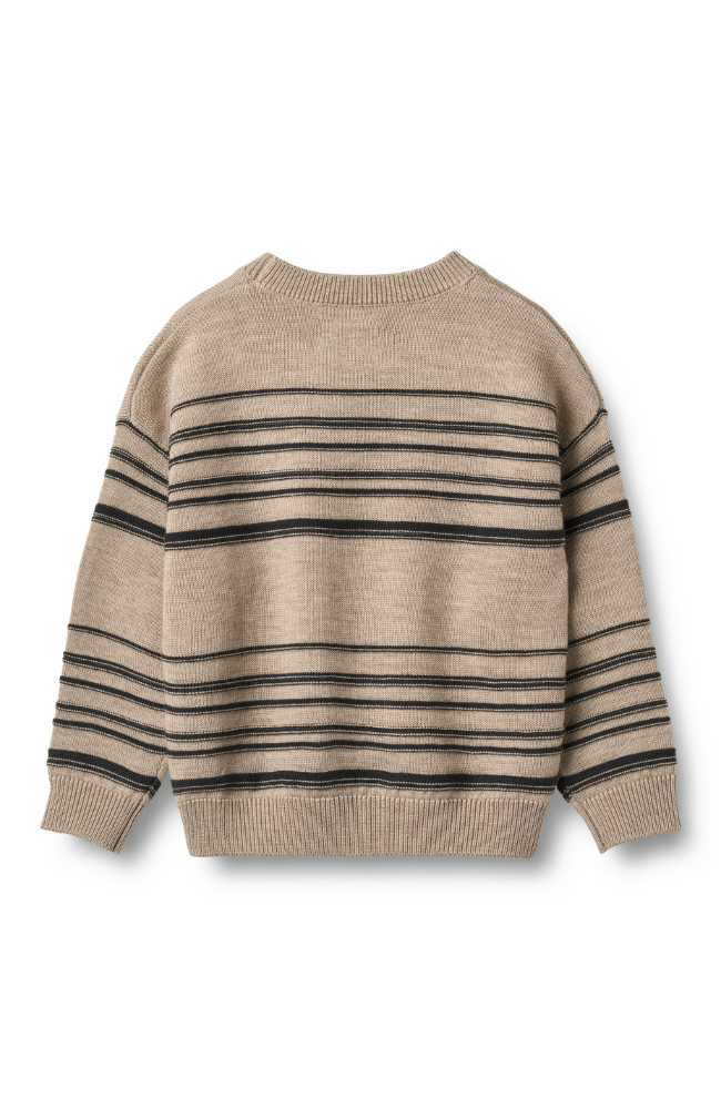 Knit Merino Pullover Flores - Sand Black Stripe st.92-140