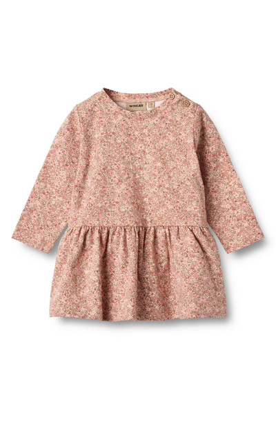 Jersey Baby Dress L/S Bessie - Rose Dust Flower Meadow st.62-92