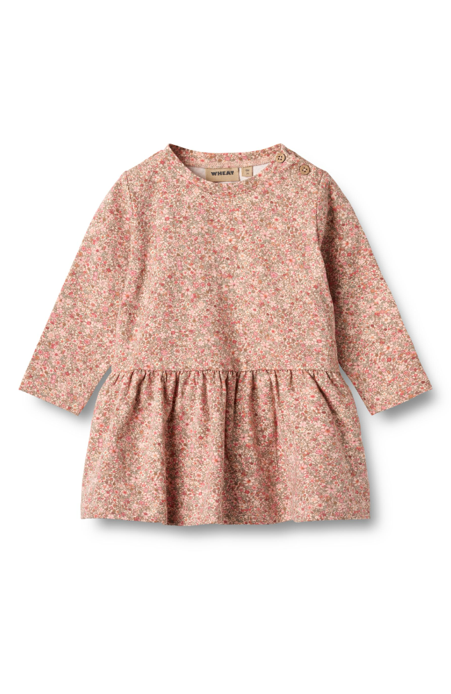 Jersey Baby Dress L/S Bessie - Rose Dust Flower Meadow st.62-92