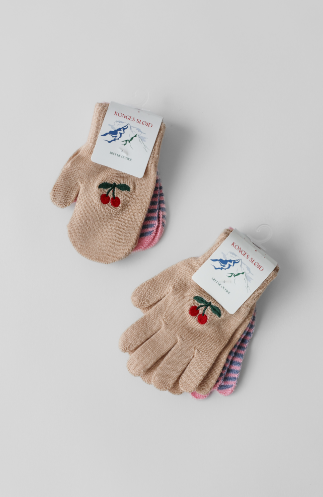 Filla Mittens - Cherry / Stripe