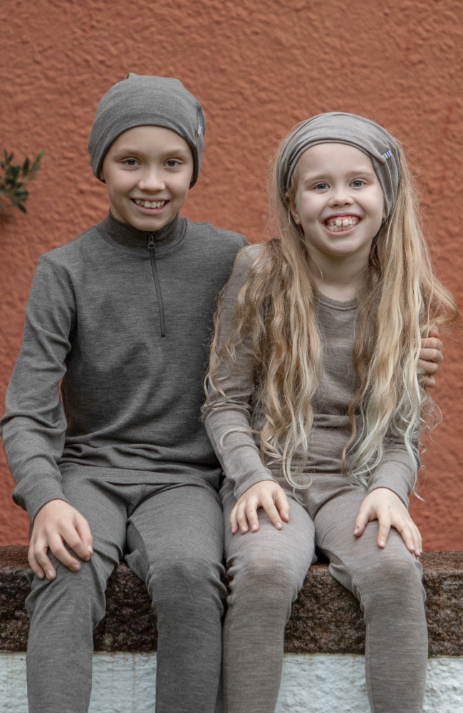 Ullar/Silki Leggings m teygju í mittið - Beige Melange / Limited