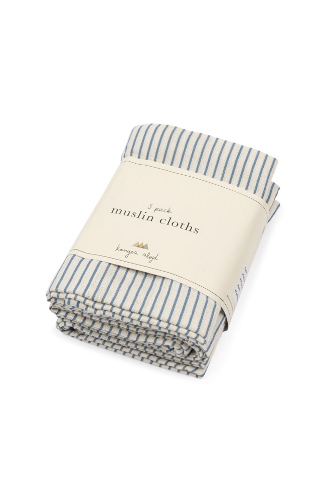 3pk Muslin Cloths - Stripe Bluie