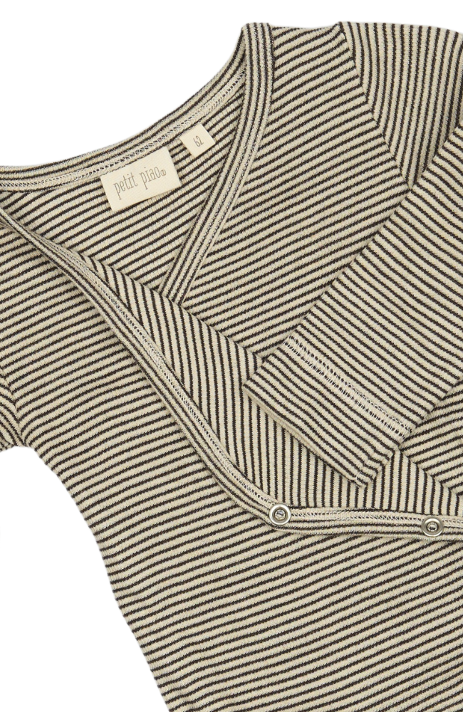 Body L/S Fold Pointel NB - Coffee Bean / Off White