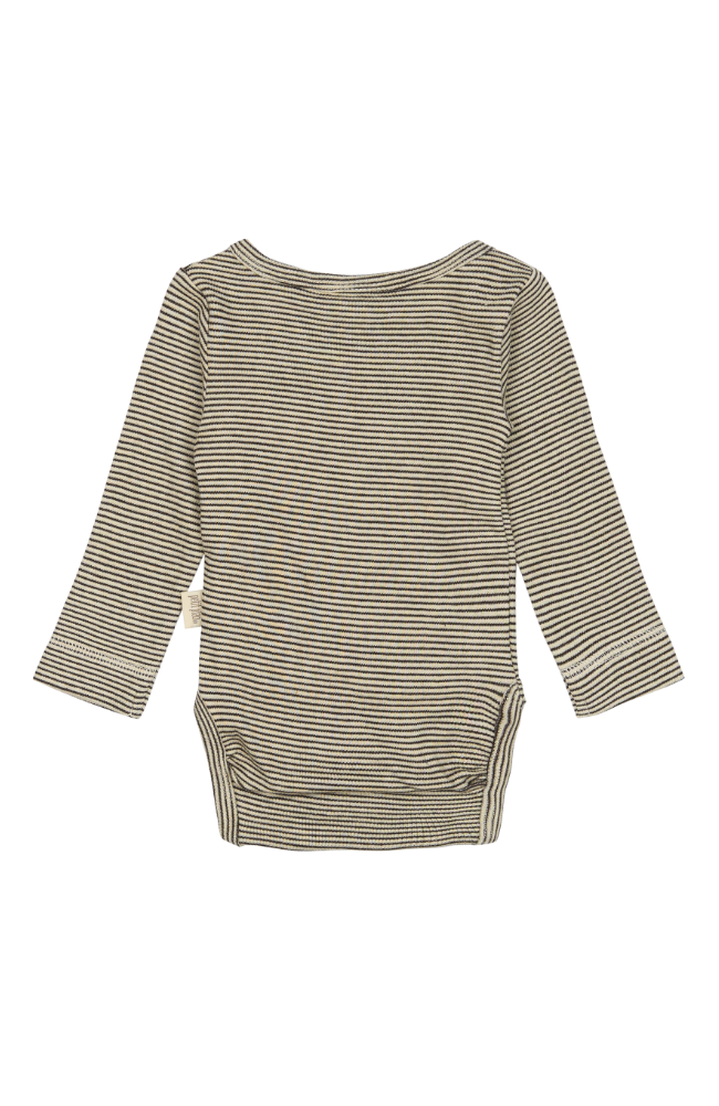 Body L/S Fold Pointel NB - Coffee Bean / Off White