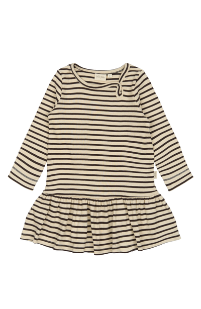 Dress L/S Modal Striped - Coffee Bean / Off White