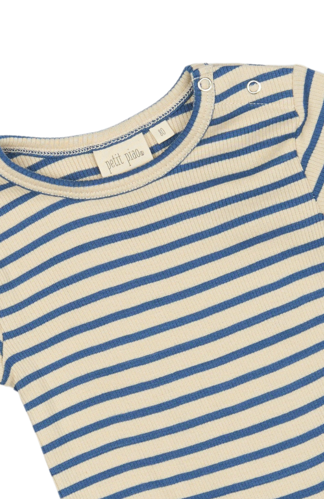 T-Shirt L/S Modal Striped - True Navy / Off White