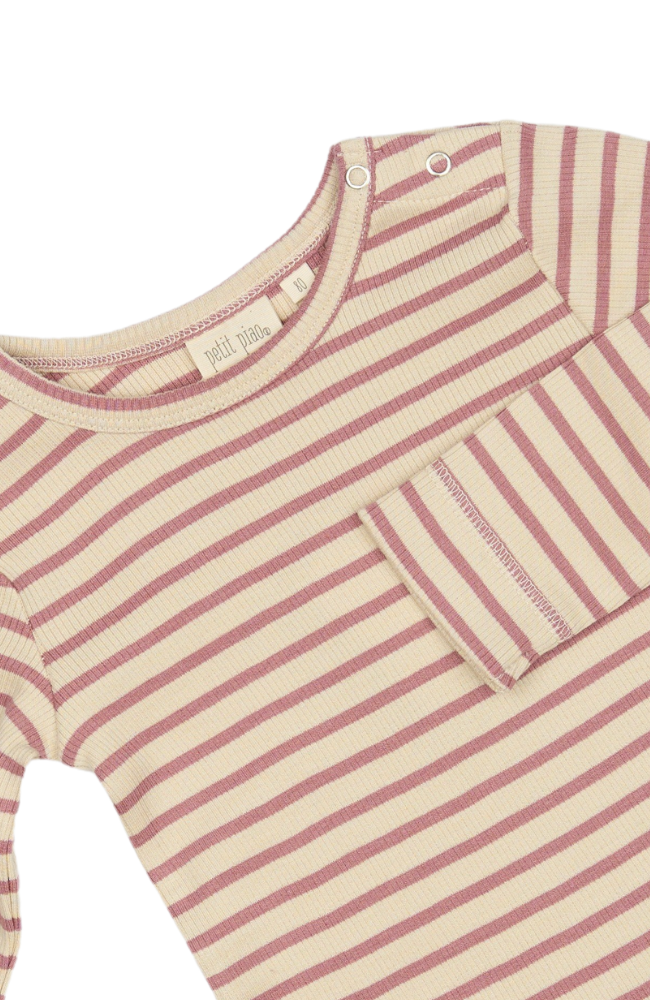 T-Shirt L/S Modal Striped - Nostalgic Rose / Off White