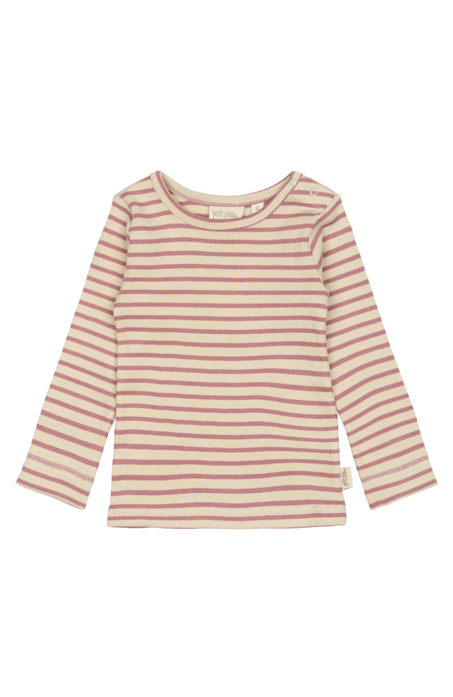 T-Shirt L/S Modal Striped - Nostalgic Rose / Off White