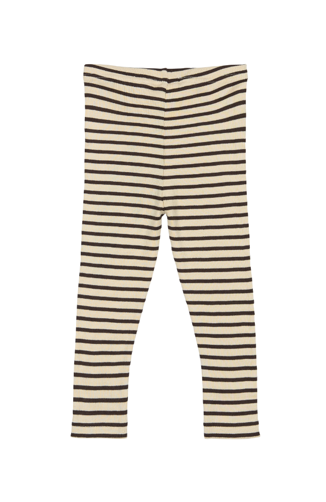 Leggings Modal Stripe - Coffee Bean / Off White